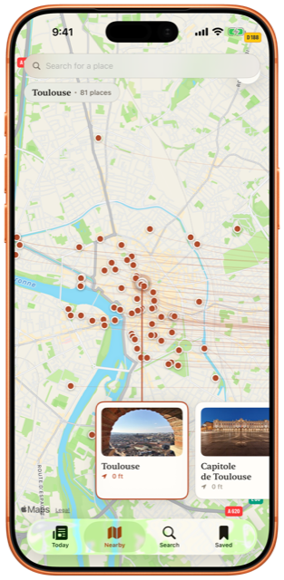 The Nearby map: articles about the places around you.